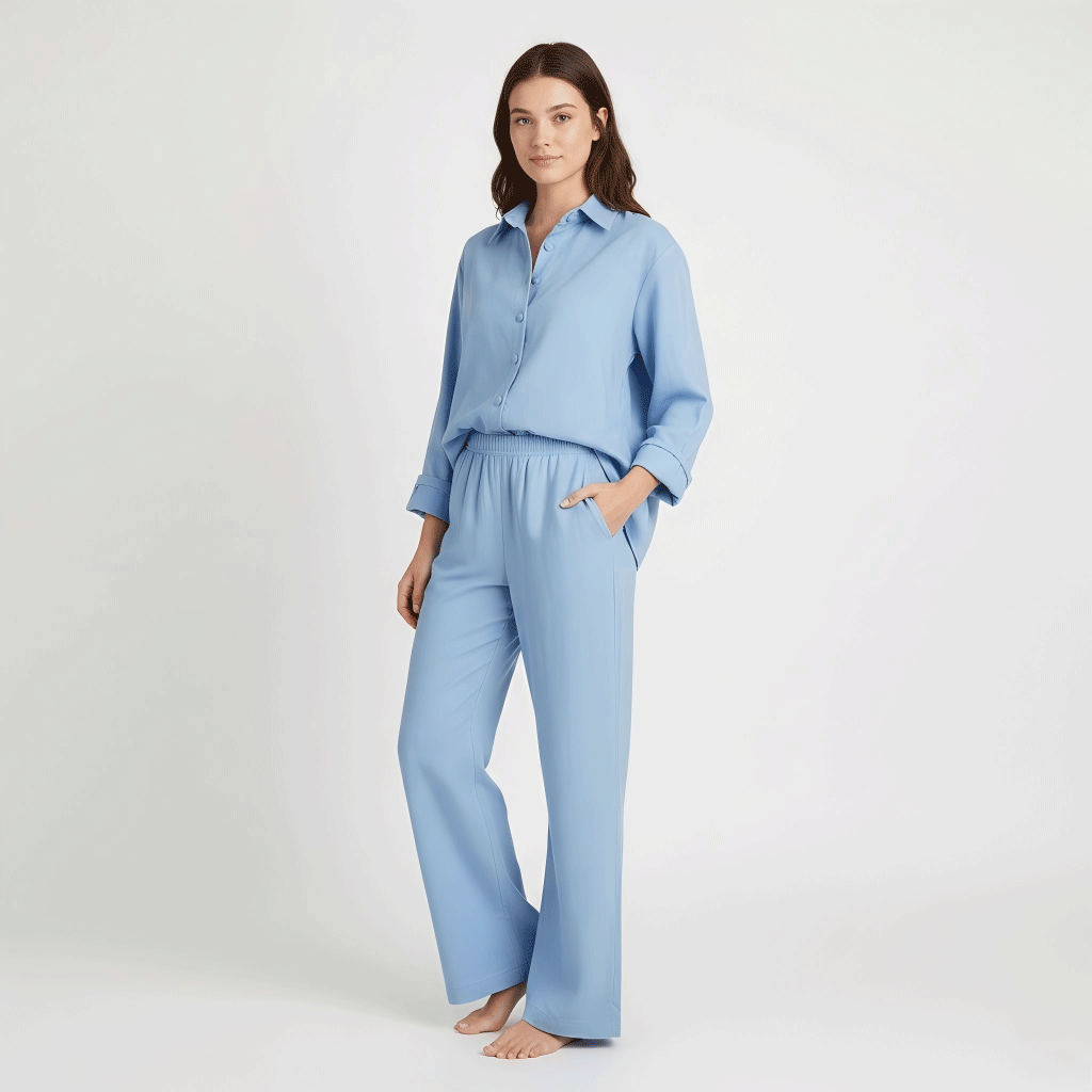 Pajama Set 100% Cotton Long Sleeve Pajama Solid Color  Sleepwear Set Women Loungewear Organic Cotton Clothing Comfortable Pajamas Cotton Lounge Set Casual suit fall clothes