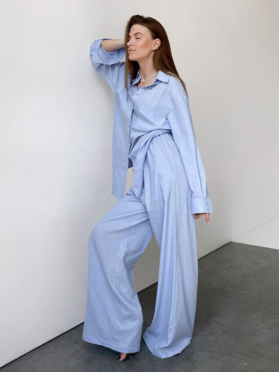 Pajama Set 100% Cotton Long Sleeve Pajama Solid Color  Sleepwear Set Women Loungewear Organic Cotton Clothing Comfortable Pajamas Cotton Lounge Set Casual suit fall clothes