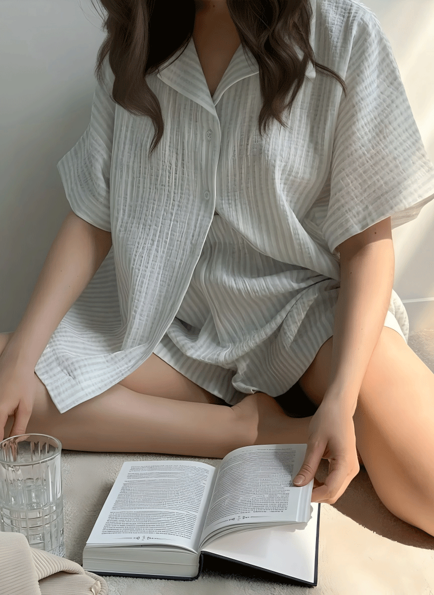 Pajama Set Muslin Sleepwear Breathable Organic Cotton Lounge Set Comfy Home Clothes For Women 100 Cotton Pj Set Cozy Women Loungewear